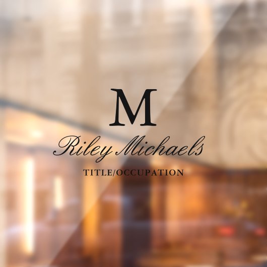 Eenvoudig zwart Elegant Monogram Naam Titel Raamsticker (Vel 2)