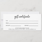 Eenvoudig zwart elegant zakelijk cadeaubon (Achterkant)