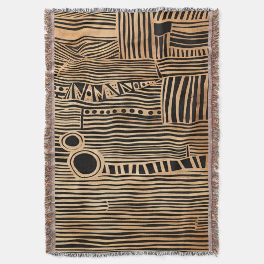 Eenvoudig zwart en beige Japandi Deken (Voorkant Verticaal)