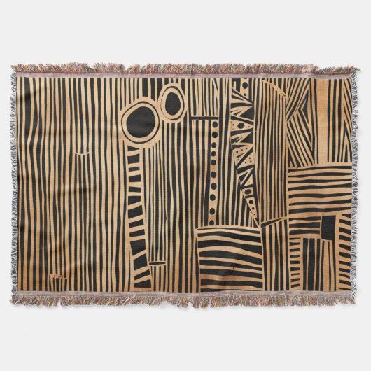 Eenvoudig zwart en beige Japandi Deken (Voorkant)