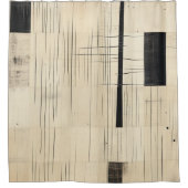 Eenvoudig zwart en beige Japandi Douchegordijn (Voorkant)