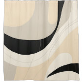 Eenvoudig zwart en beige Japandi Douchegordijn (Voorkant)