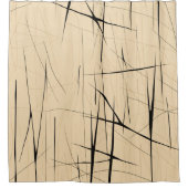 Eenvoudig zwart en beige Japandi Douchegordijn (Voorkant)