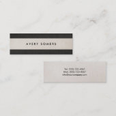 Eenvoudig zwart en beige strepen stijlvol mini visitekaartje (Voorkant / Achterkant)