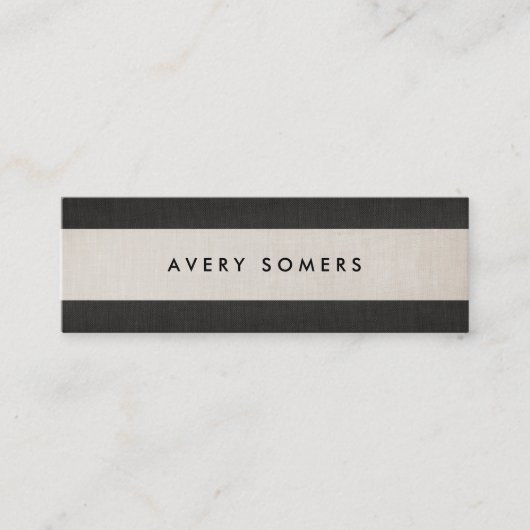 Eenvoudig zwart en beige strepen stijlvol mini visitekaartje (Voorkant)