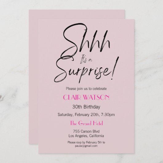 Eenvoudig zwart en beige verrassingsverjaardagsfee kaart (Voorkant / Achterkant)