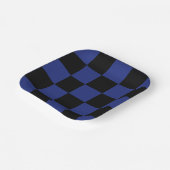 Eenvoudig zwart en blauw check patroon papieren bordje (Gebogen)