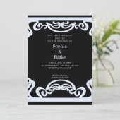 Eenvoudig zwart en blauw decohuwelijk kaart (Staand voorkant)