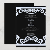 Eenvoudig zwart en blauw decohuwelijk kaart (Voorkant / Achterkant)