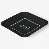 Eenvoudig zwart, en blauwgroen aanpasbaar papieren bordje (Gebogen)