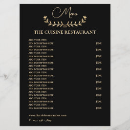 Eenvoudig zwart en Gold Small Restaurant Menu
