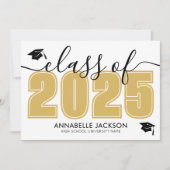 Eenvoudig zwart en goud afstudeerfeest kaart (Voorkant)