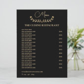 Eenvoudig zwart en goud klein restaurant menu (Staand voorkant)