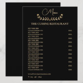 Eenvoudig zwart en goud klein restaurant menu (Voorkant / Achterkant)