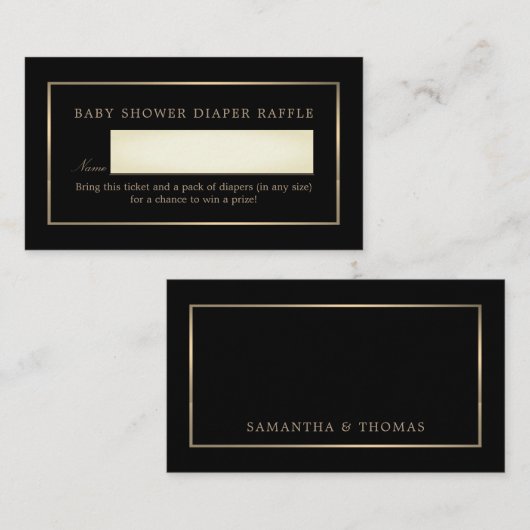 Eenvoudig zwart en goud, luidere Raffle Ticket Informatiekaartje (Voorkant / Achterkant)