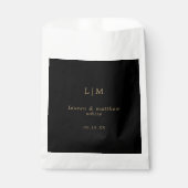 Eenvoudig zwart en goud monogram Elegante bruiloft Bedankzakje (Voorkant)