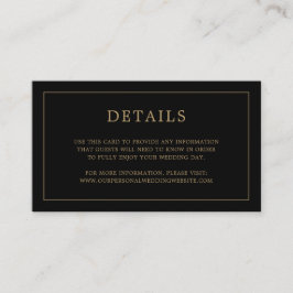 Eenvoudig zwart en goud monogram Elegante bruiloft Informatiekaartje