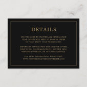 Eenvoudig zwart en goud monogram Elegante bruiloft Informatiekaartje (Voorkant)