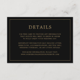 Eenvoudig zwart en goud monogram Elegante bruiloft Informatiekaartje