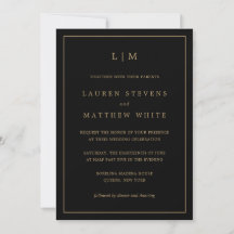 Eenvoudig zwart en goud monogram Elegante bruiloft