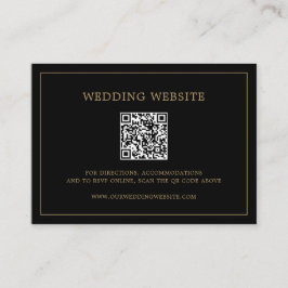 Eenvoudig zwart en goud monogram elegante trouw informatiekaartje