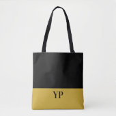 Eenvoudig zwart en goud monogram tote bag (Voorkant)