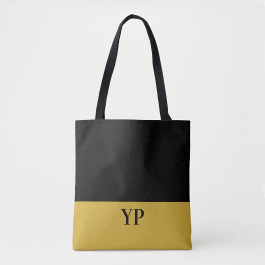 Eenvoudig zwart en goud monogram tote bag (Voorkant)