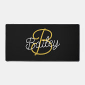Eenvoudig zwart en goud retroscript monogram bureaumat (Voorkant)