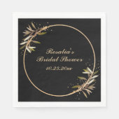 Eenvoudig zwart en gouden blad Lijst Vrijgezellenf Servet (Voorkant)