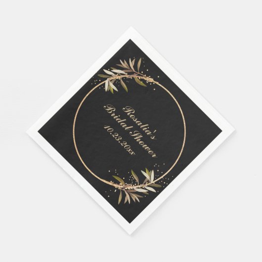 Eenvoudig zwart en gouden blad Lijst Vrijgezellenf Servet (Hoek)