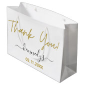 Eenvoudig zwart en gouden dank voor uw eigen naam groot cadeauzakje (Achterkant Gekanteld)