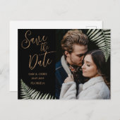 Eenvoudig zwart en gouden foto's opslaan Datum Aankondigingskaart (Voorkant / Achterkant)