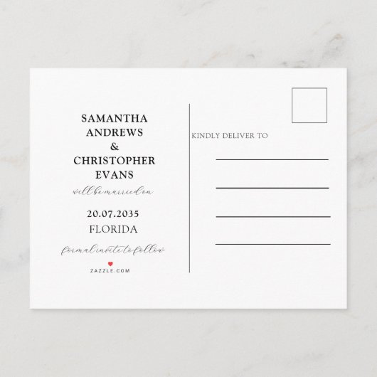 Eenvoudig zwart en gouden foto's opslaan Datum Aankondigingskaart (Achterkant)