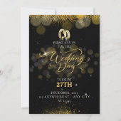 Eenvoudig zwart en goudkleurig elegant huwelijk kaart (Voorkant)