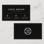 Eenvoudig zwart en goudvriendelijk professioneel d visitekaartje (Voorkant / Achterkant)