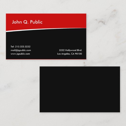 Eenvoudig zwart en rood visitekaartje (Voorkant / Achterkant)