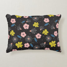 Eenvoudig zwart en roze illustratie Floral Pattern