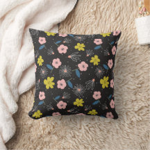 Eenvoudig zwart en roze illustratie Floral Pattern