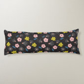 Eenvoudig zwart en roze illustratie Floral Pattern Lichaamskussen (Achterkant)