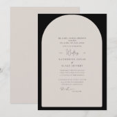 Eenvoudig zwart en Tan Geometric Contemmodern huwe Kaart (Voorkant / Achterkant)