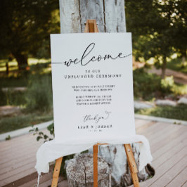 Eenvoudig zwart en Wh unplugged bruiloft ceremonie Poster