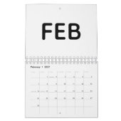 Eenvoudig Zwart en Wit 2026 Kalender (Feb 2027)