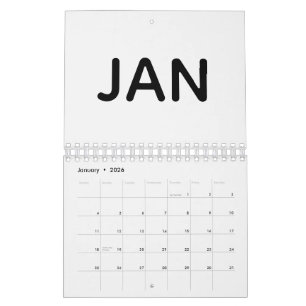 Eenvoudig Zwart en Wit 2026 Kalender