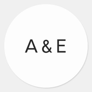 Eenvoudig zwart en wit ampersand monogram trouw ronde sticker