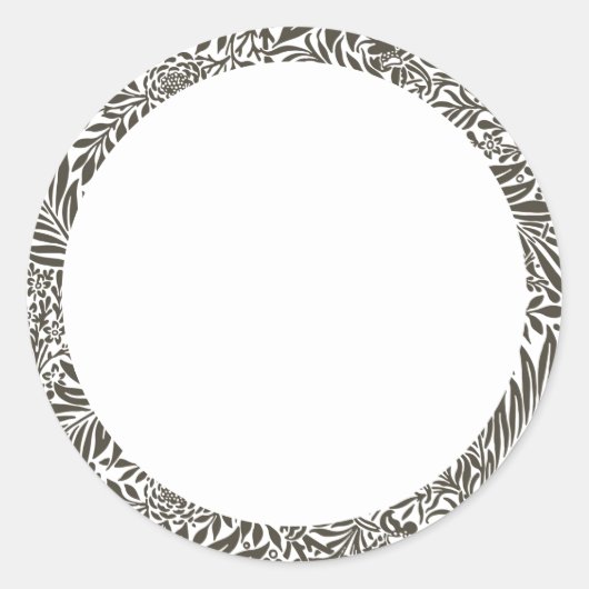 Eenvoudig zwart en wit bloemenlabel ronde sticker (Voorkant)