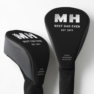 Eenvoudig zwart en wit cool monogram Beste papa oo Golfheadcover
