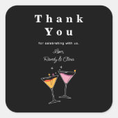 Eenvoudig zwart en wit Elegant Dank u Vierkante Sticker (Voorkant)