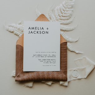 Eenvoudig zwart en wit elegant huwelijk kaart