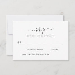 Eenvoudig zwart en wit elegant modern huwelijk RSVP kaartje