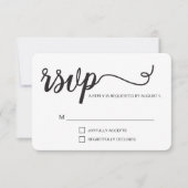 Eenvoudig zwart en wit elegant RSVP-script RSVP Kaartje (Voorkant)